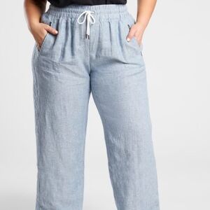 Black Athleta Cabo wide leg linen pant